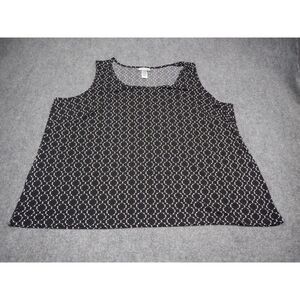 Catherines Tank Top 3X 26/28W Black White Geometric Circular Sleeveless Tunic‎